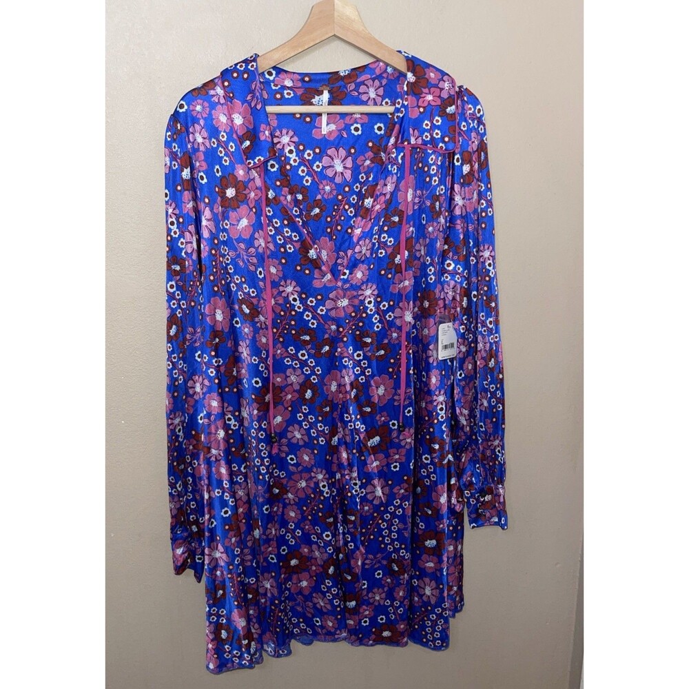 Free People Daisy Jane Long Sleeve  Minidress Size L NWT 70’s BOHO  $148 RTL
